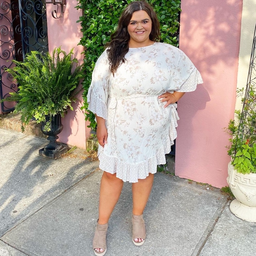 Shop Curves to Contour 3XL Neutral Floral Dress